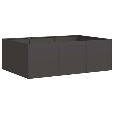 vidaXL Planter Black Cold-rolled steel Large Planter Rectangular