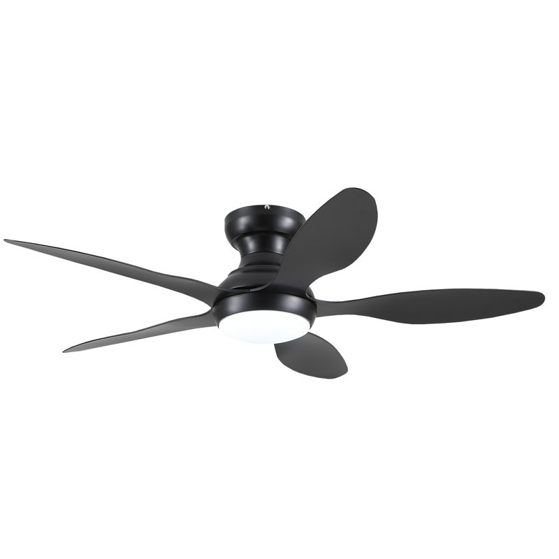 Ventilateurs de plafond modernes à 5 pales de 46 po avec lumières et télécommande / application, Noir