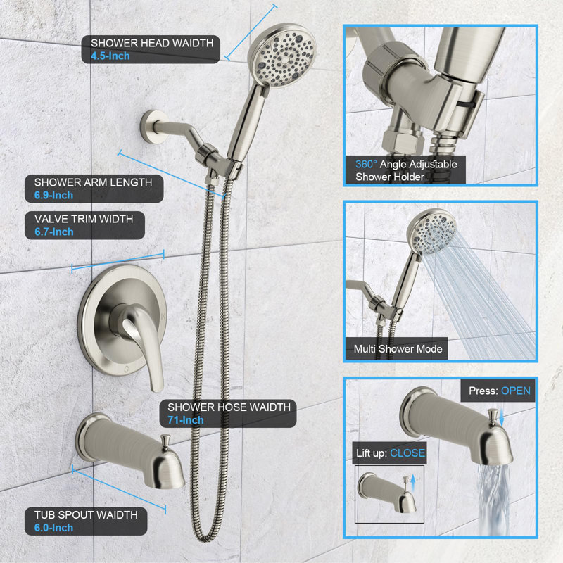 Ensemble de robinet de baignoire, pomme de douche double avec robinet de baignoire