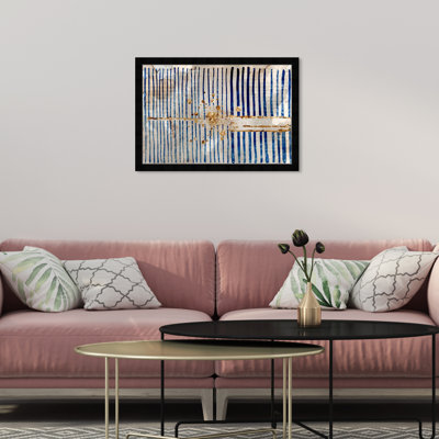 «Blue and Gold Abstract Lines» par Oliver Gal - reproduction imprimée