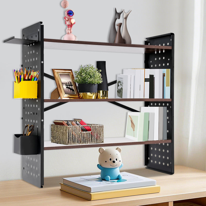 Étagère de rangement à 3 niveaux avec 2 boîtes de rangement, (3 Shelves) 23.6"H x 15.7"W x 7.9"D, Noir, noir, noir, noir