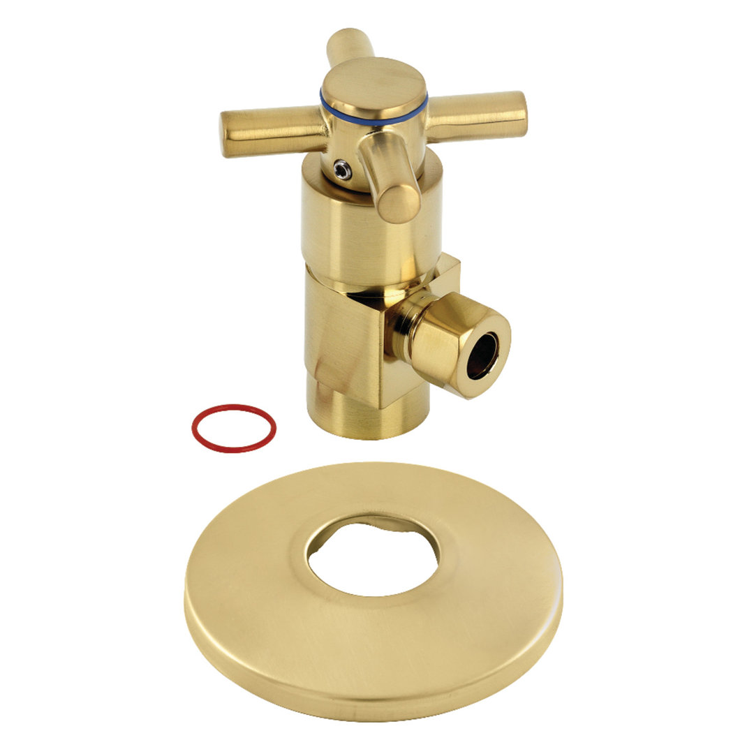 Kingston Brass 1/2-Inch FIP x 3/8-Inch OD Comp Anti-Seize Deluxe Quarter-Turn Ceramic Hardisc Cartridge Angle Stop with Flange Kingston Brass