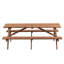 Table de pique-nique pour 8 personnes, en bois brun avec 2 sièges et bancs intégrés, capacité en bois de 2220Lb