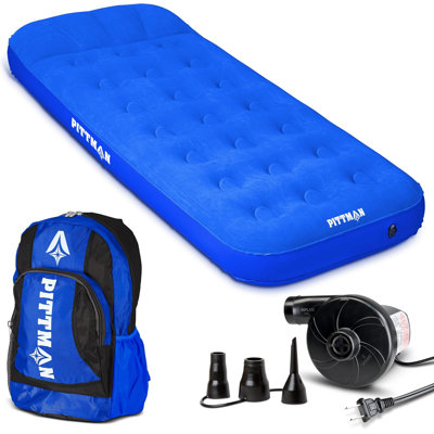 Pittman Outdoors - Kids Air Mattress - Deluxe Blow up Twin Air Mattress for Kids - Inflatable Mattress Includes Electric Pump, Patch Kit & Color Match by Pittman Outdoors