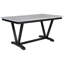 Table de salle à manger de style moderne 6 pièces avec 4 chaises et 1 banc, table avec placages marbrés et pieds en V