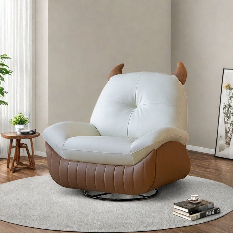Joli fauteuil inclinable et confortable, Brun / blanc cassé