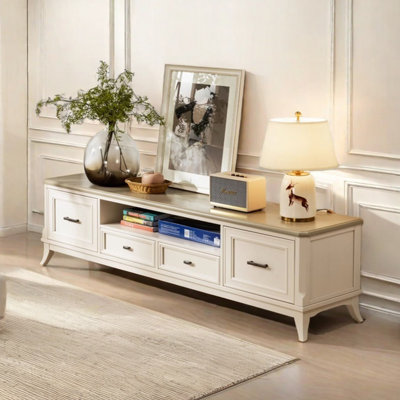 Creamy Solid Wood TV Cabinet by LIZIYE