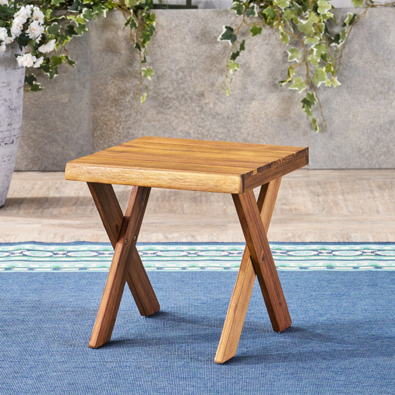 Table d'appoint en bois pour patio - fini sablé, carré 18 po, aspect rustique pour cour arrière X 18 po, 18,03 po de hauteur, Charisma