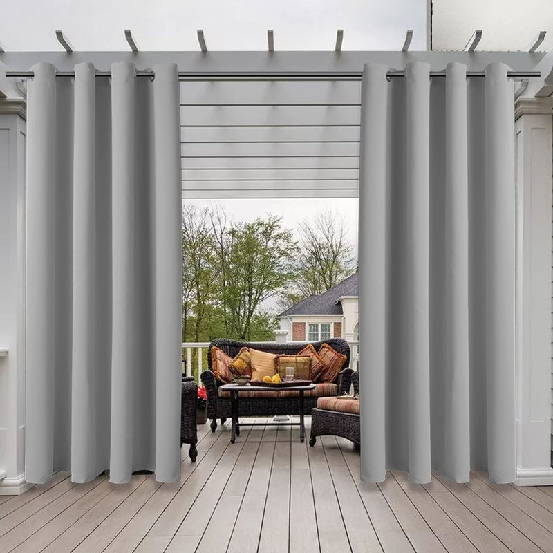 Outdoor Blackout Curtain Pair, 52 W x 94 D cm, Light Grey