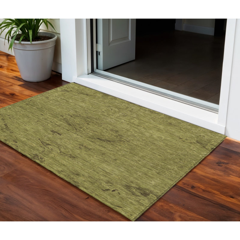 Tapis extérieur lavable floral vert olive et brun 3 pi x 5 pi