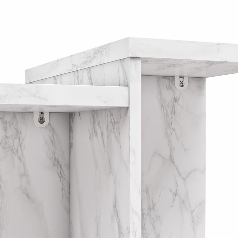 Brielle White Faux Marble Rectangular End Table