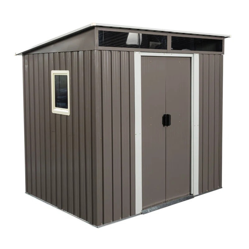6 ft. W x 5 ft. D Lean-To Storage Shed with Window Transparent Plate,Modern Robust Construction Tool Shed with Sliding Doors and Padlock