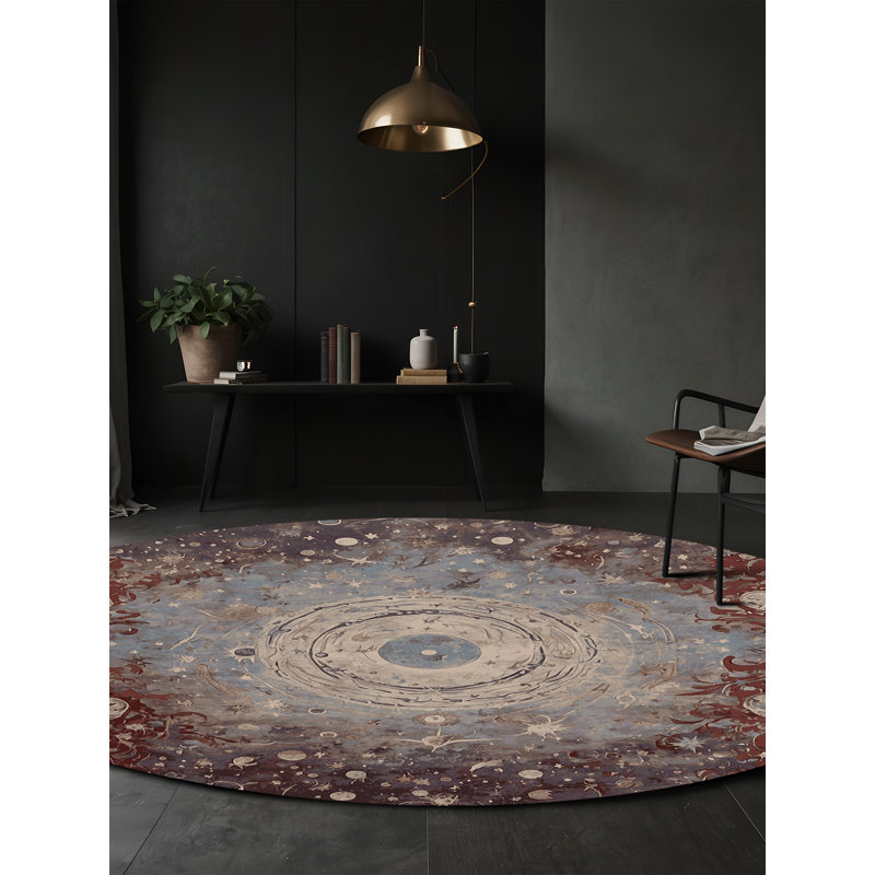 Tapis gris lavable à la machine, Rond 6 pi