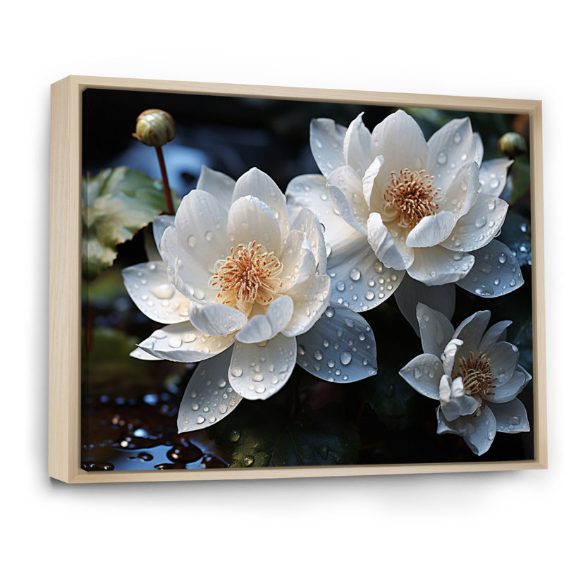 " White Yellow Lotus Field VI ", H 12 po x l 20 po x P 1 po, Cadre naturel flottant