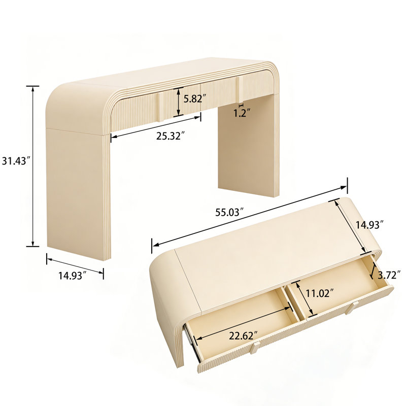 Table de rangement à deux tiroirs Modern Modern, Crème abricot