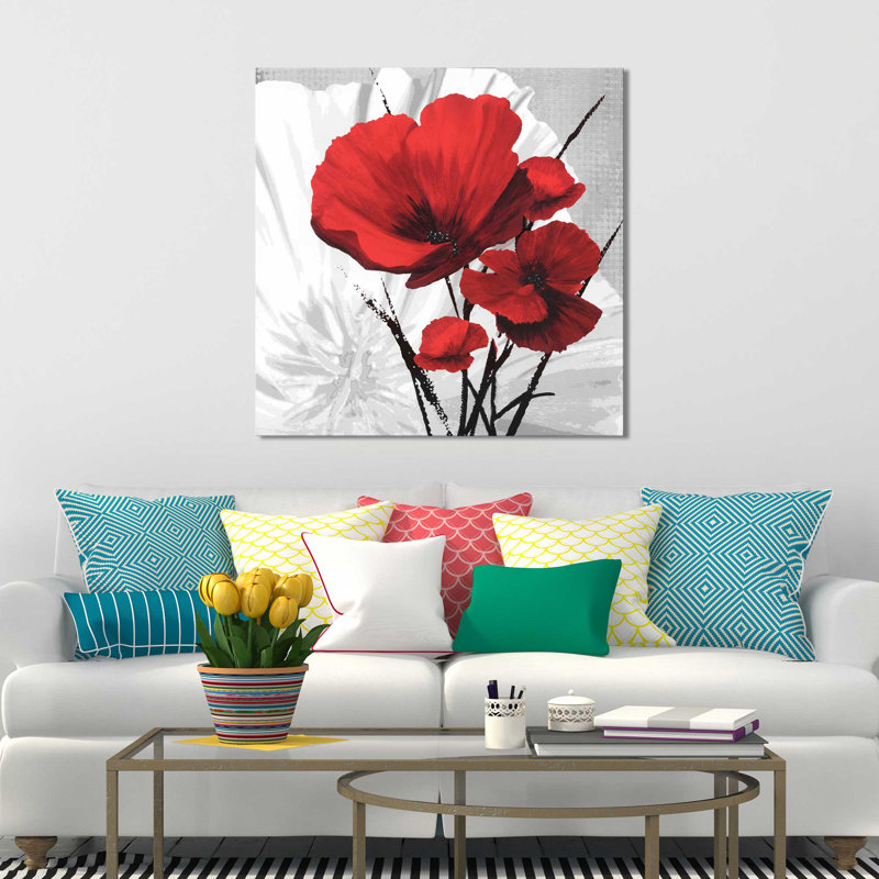 Big Red Poppies II - impression sur toile tendue, H 36 po x l 36 po x P 1,5 po
