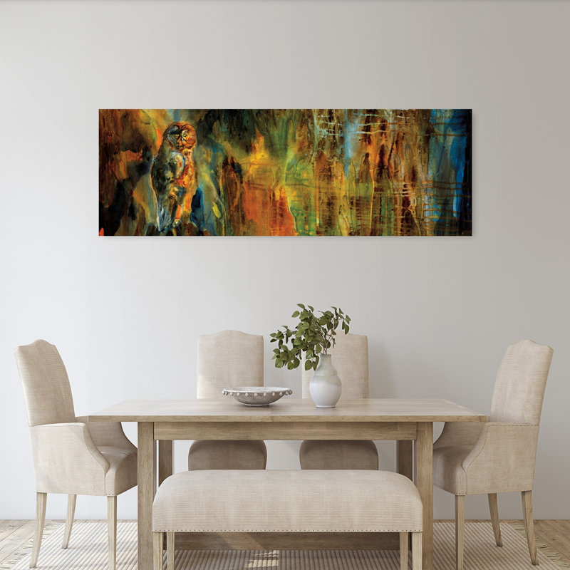 Mysterious Forest Owl 1 Piece Wrapped Canvas Panoramic Wall Art, 152.4 cm H x 50.8 cm W