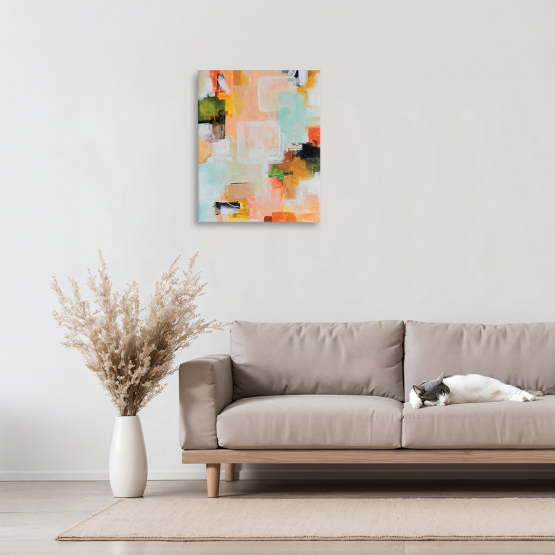 Toile abstraite déconstruite, design par Katherine Irvin, H 20 po x l 16 po