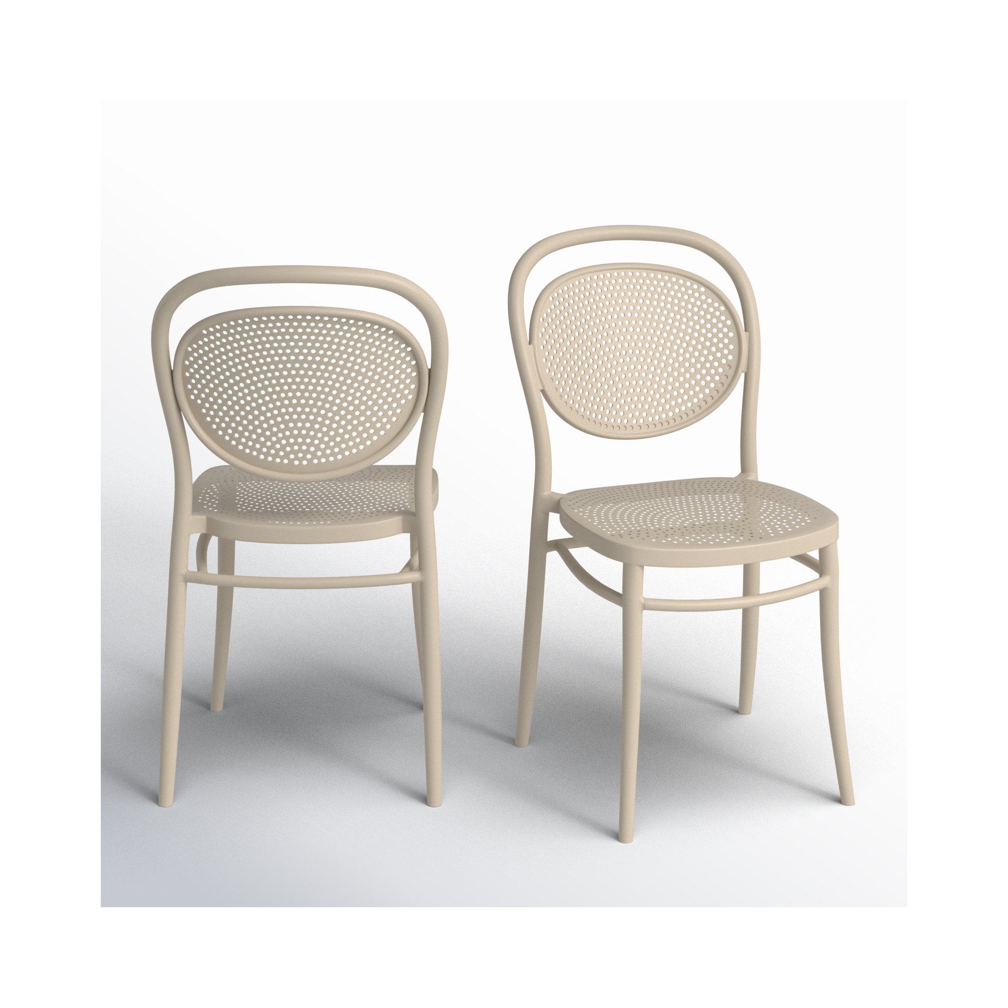 Farrah Stacking Patio Dining Side Chair, Taupe