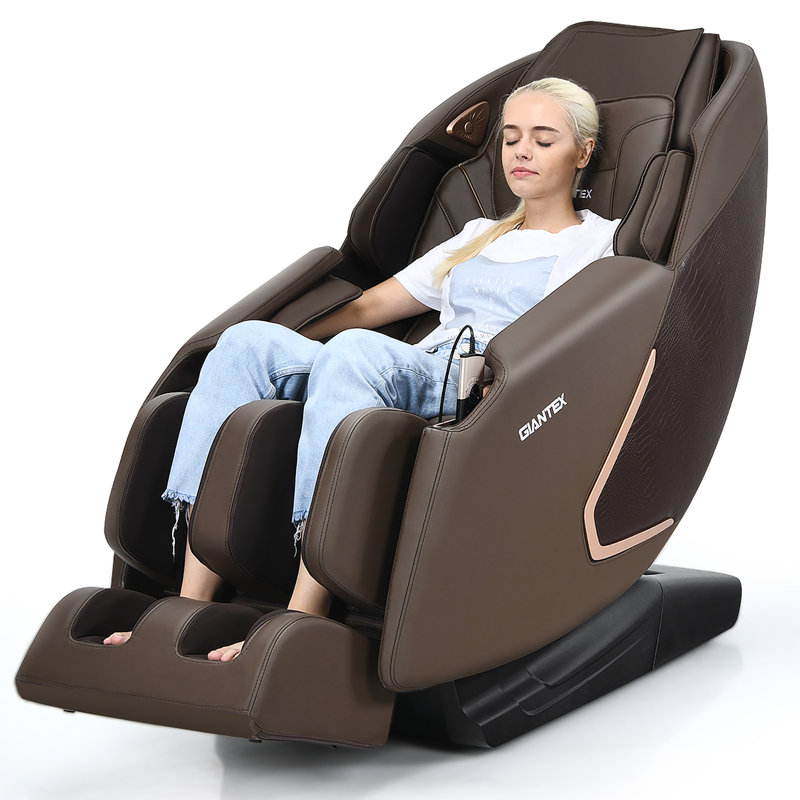 Fauteuil à message chauffant en similicuir à largeur réglable, Similicuir brun