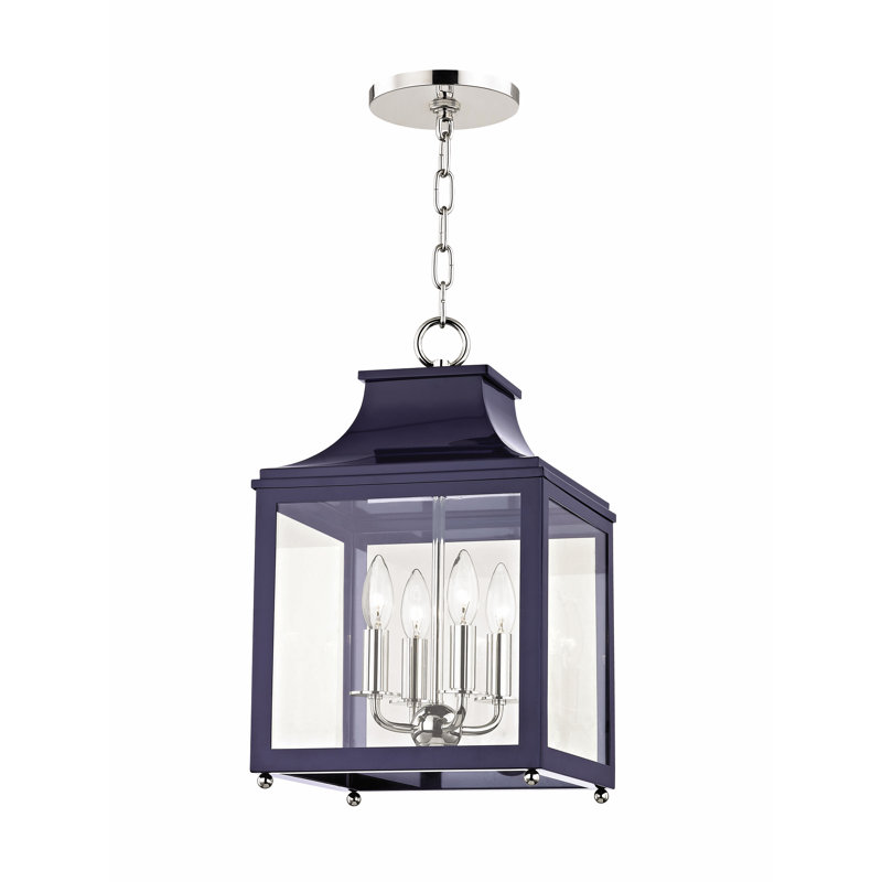 Leigh 4 Light Pendant, 18.63" H x 11.5" W x 11.5" D, Navy, Polished Nickel