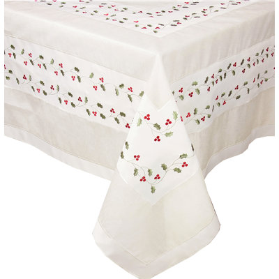 Nappe de vacances brodée de houx classique