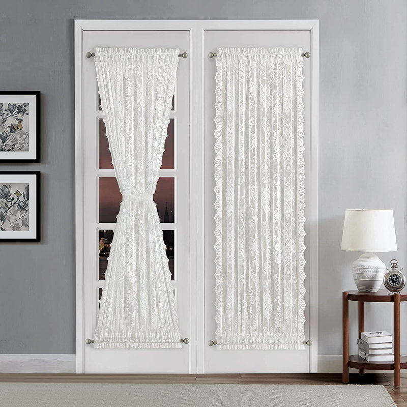 Paire de rideaux semi-transparents avec passe-tringle Bergerac, Ivoire, L 52 po x L 72 po