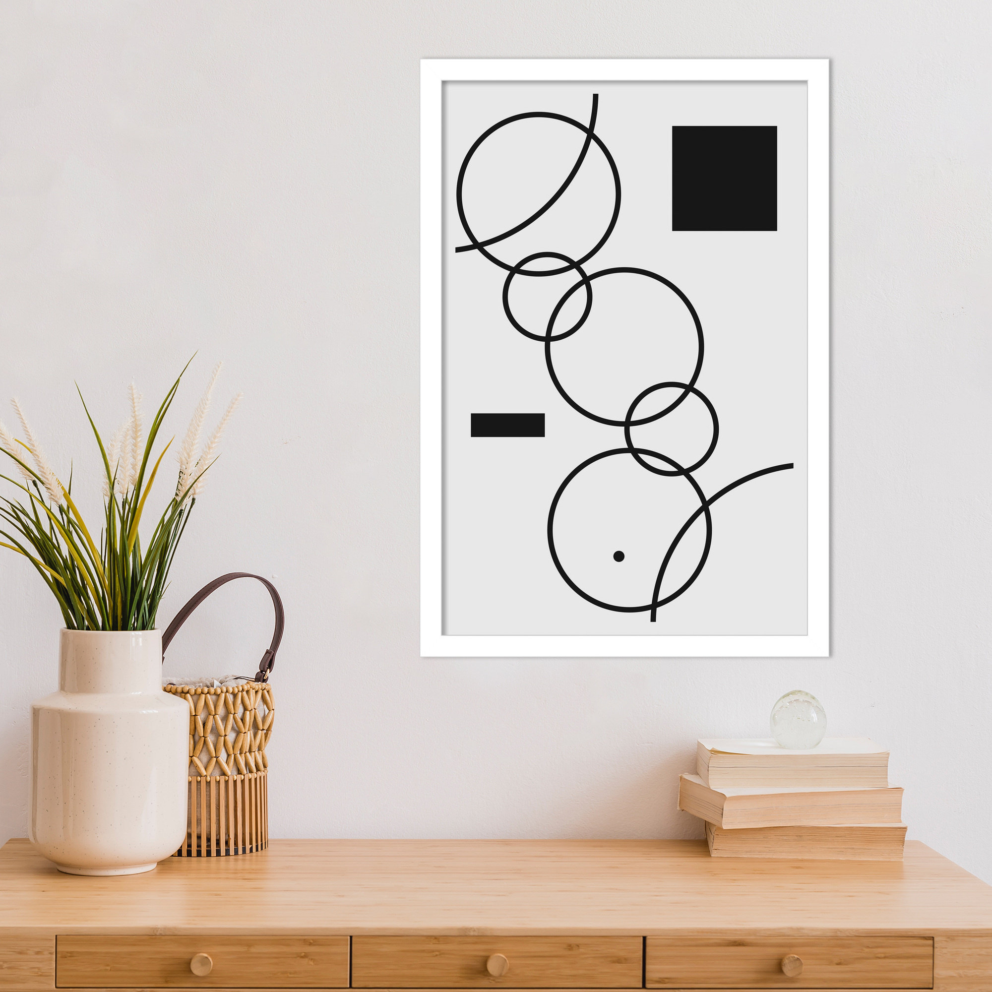 Minimal Shapes No 1 by Jay Stanley, 21" H x 15" W x 1" D, White