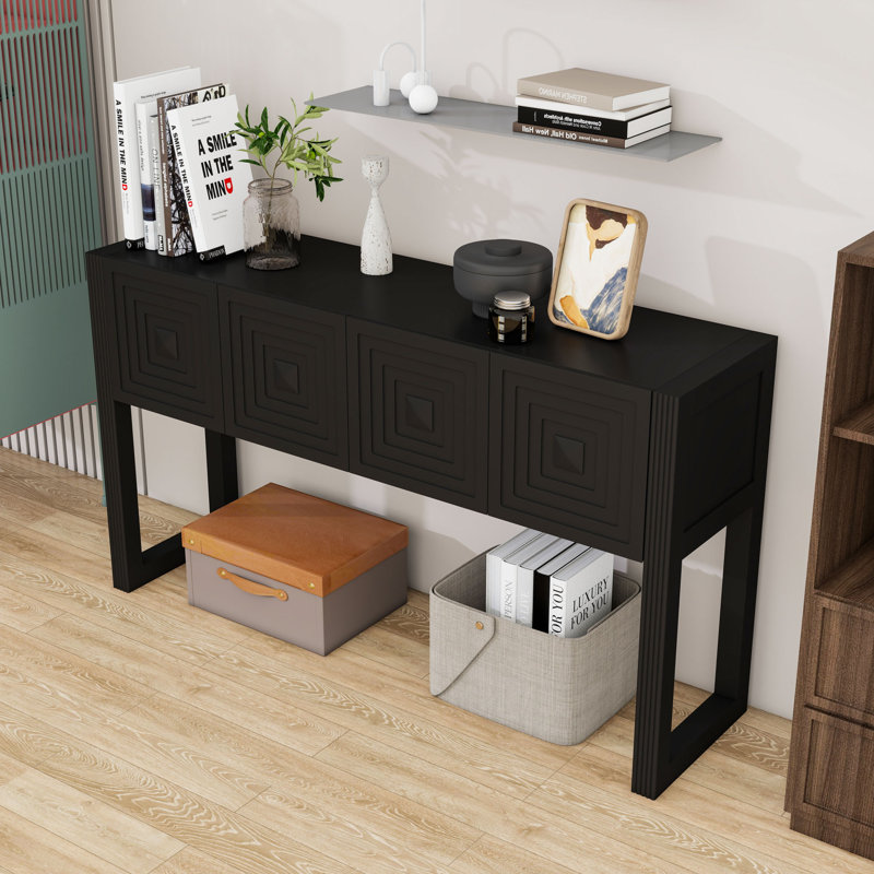Console en bois avec tiroirs de rangement, Black