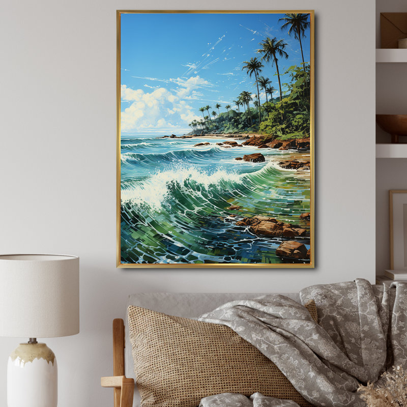 Beniah Palm Trees Palms V, reproduction d'art sur toile, H 20 po x l 12 po x P 1 po, Cadre flottant doré