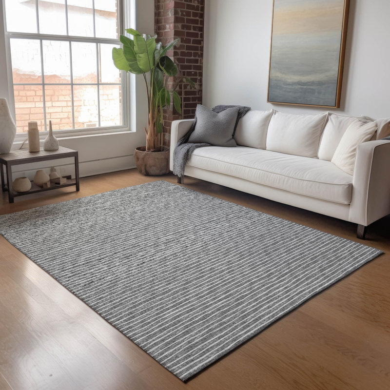 Tapis gris lavable à la machine de qualité supérieure AMF138, Rectangulaire 3 pi x 5 pi