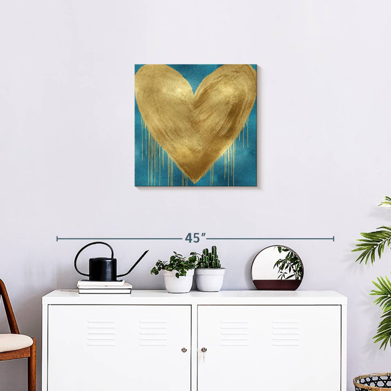 Hardie Big Hearted Gold sur turquoise, H 20 po x l 20 po