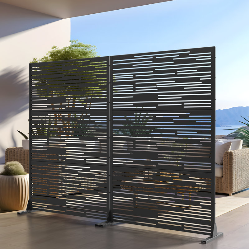 Freestanding Steel Privacy Screen Fence Panels Metal Trellis Outdoor Divider for Patio, Balcony, Backyard, Pool, Indoor Room