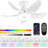 Flush Mount Ceiling Fans With RGB Lights Remote/App Control, Low Profile Ceiling Fan With Light, Small Dimmable RGB Fan Light, Reversible 3 CCT 6 Speeds For Bedroom Living Room (36In,RGB)-1235028339