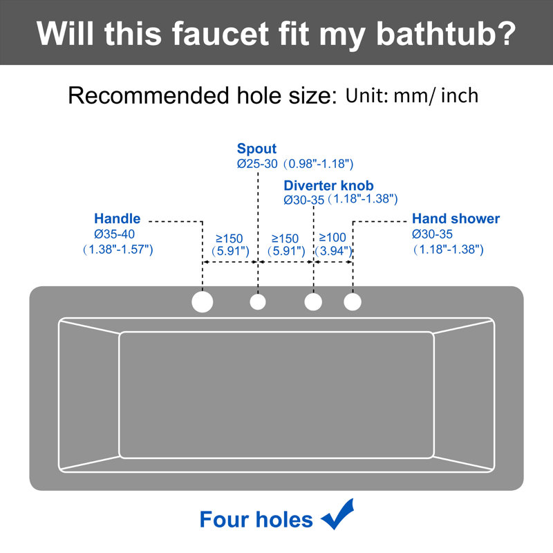 Robinet de baignoire à fixation sur le comptoir avec inverseur et douchette, Or brossé