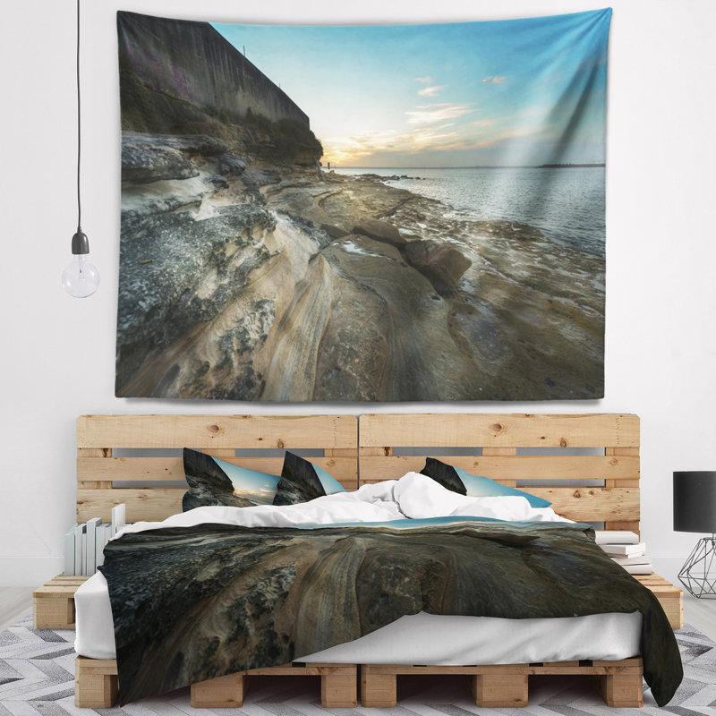Tapisserie de plage seascape rocky sydney, H 32 po x l 39 po