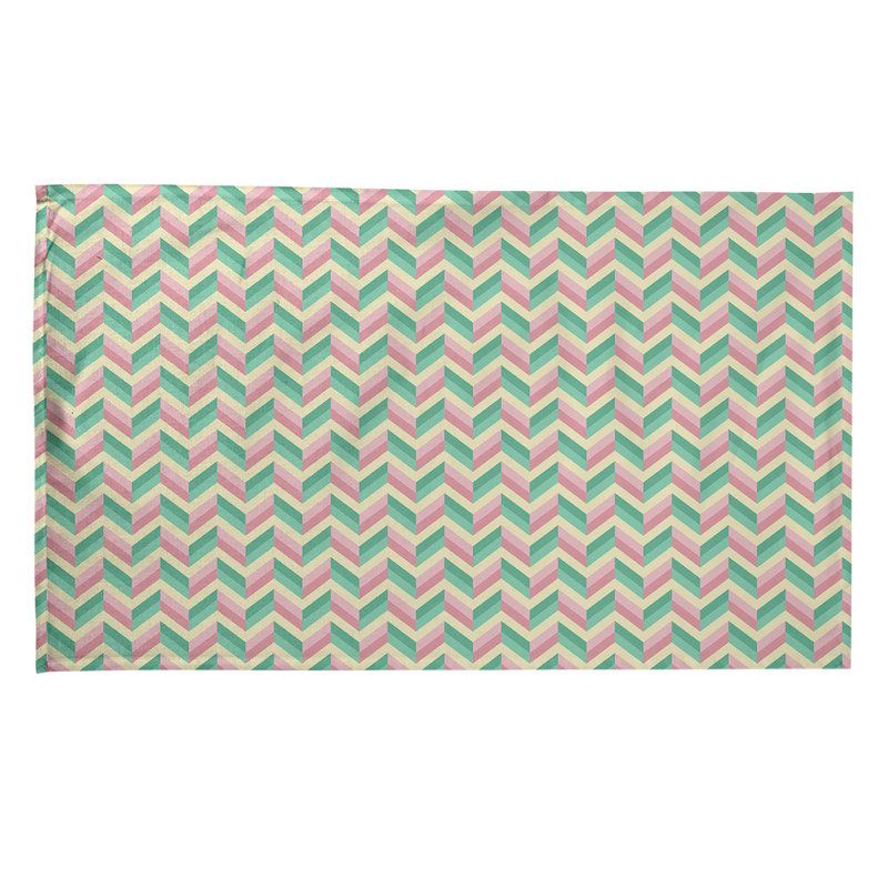 Serviette à thé chevron Mcguigan, Sergé de coton, Vert / Rouge / Beige