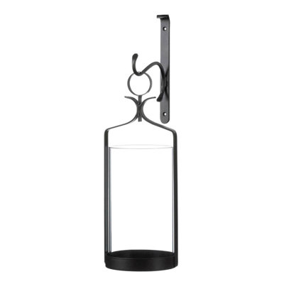 Hanging Hurricane Glass Wall Sconce | Arch Metal Candle Holder