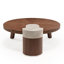 Table basse irrégulière ronde en bois massif de noyer