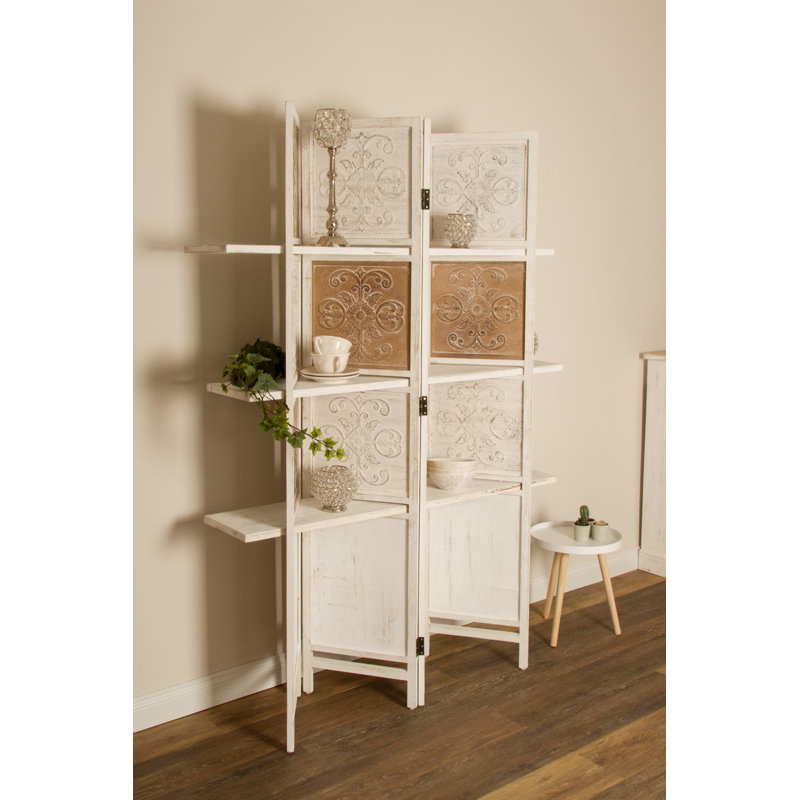Dowdle 155cm W x 181cm H 4 - Panel Solid Wood Folding Room Divider