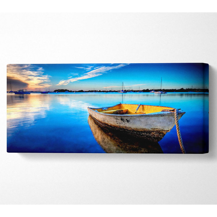 Rustic Rowing Boat Reflections - Wrapped Canvas Print