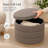 Stylish Linen Cylinder Storage Ottoman-1121326580