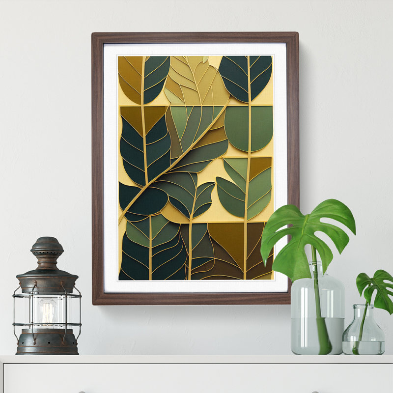 Leaves - Framed Print, 64cm H x 46cm W x 2cm D, Walnut