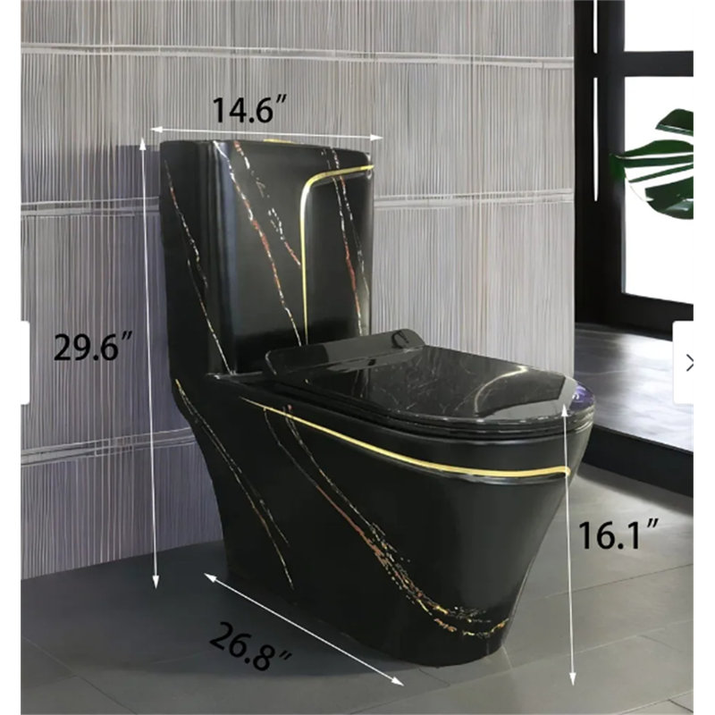 Watermony New Siphon Silent Anti-Odor Black Toilet (Seat Included)
