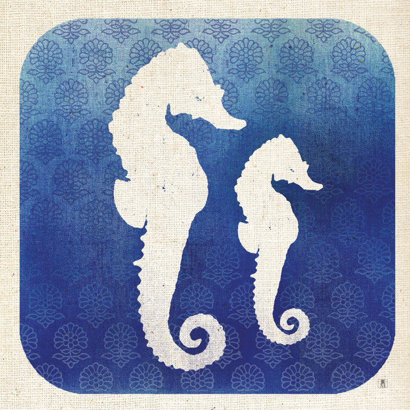 Watermark Seahorse by Studio Mousseau - Wrapped Canvas Painting, 76cm H x 76cm W