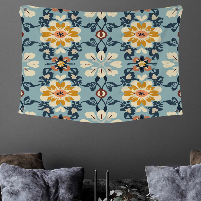 Tapisserie murale à motif floral - Décoration murale florale, H 50 po x l 60 po