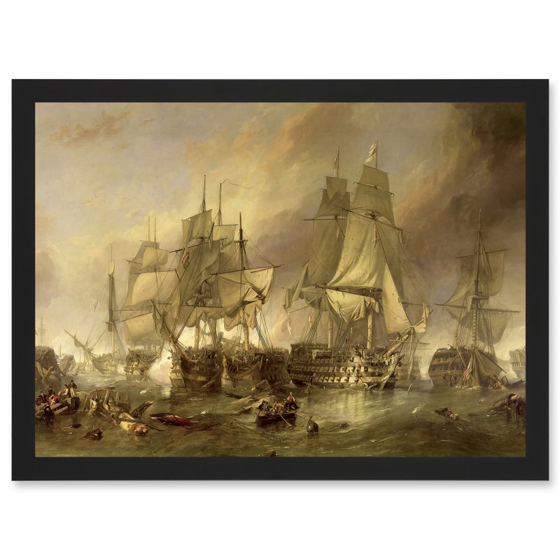 Stanfield Battle Of Trafalgar Painting Naval Battle - Single Picture Frame Print, 23.4cm H x 32.3cm W x 1.5cm D
