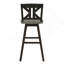 Ensemble de 2 chaises à hauteur de pub, chaises en bois d'hévéa massif gris et noir patinées, chaises de bar divisées à dossier en X-49339178