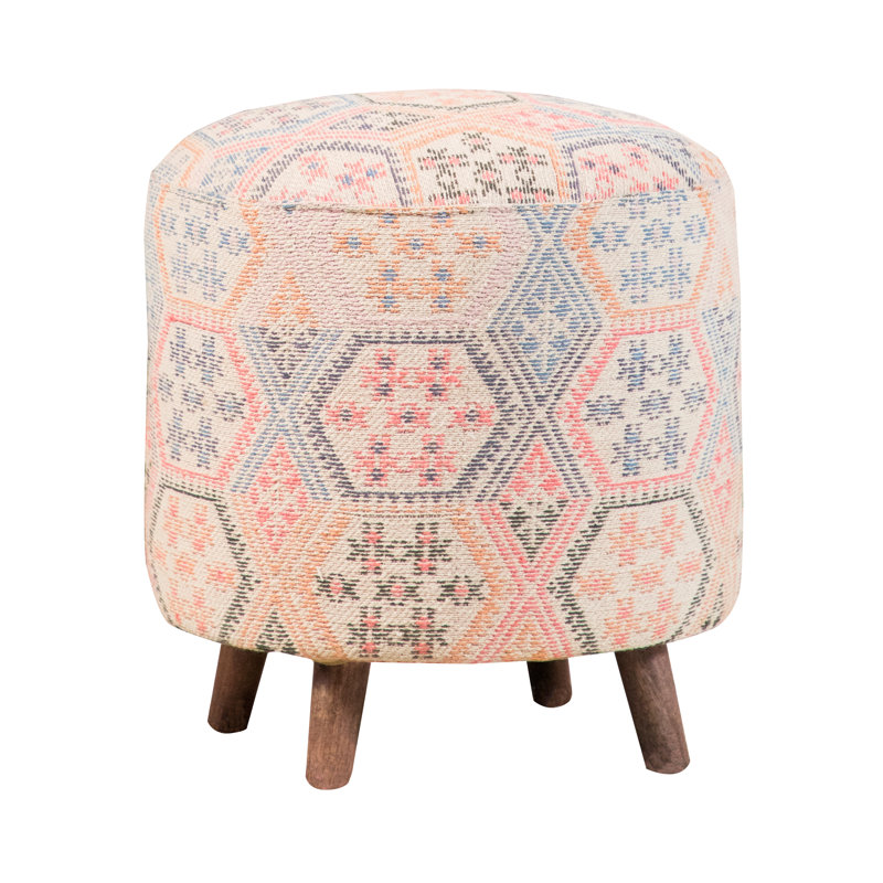 Jakarion Solid + Manufactured Wood Accent Stool in Pink and Blue