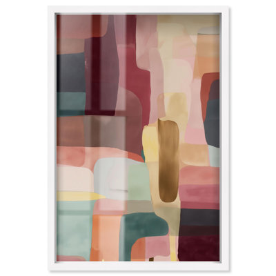 Gemstone Fields III Shadowbox Print Pink Modern Wall Art by Art Remedy, White Frame, 20 x 30